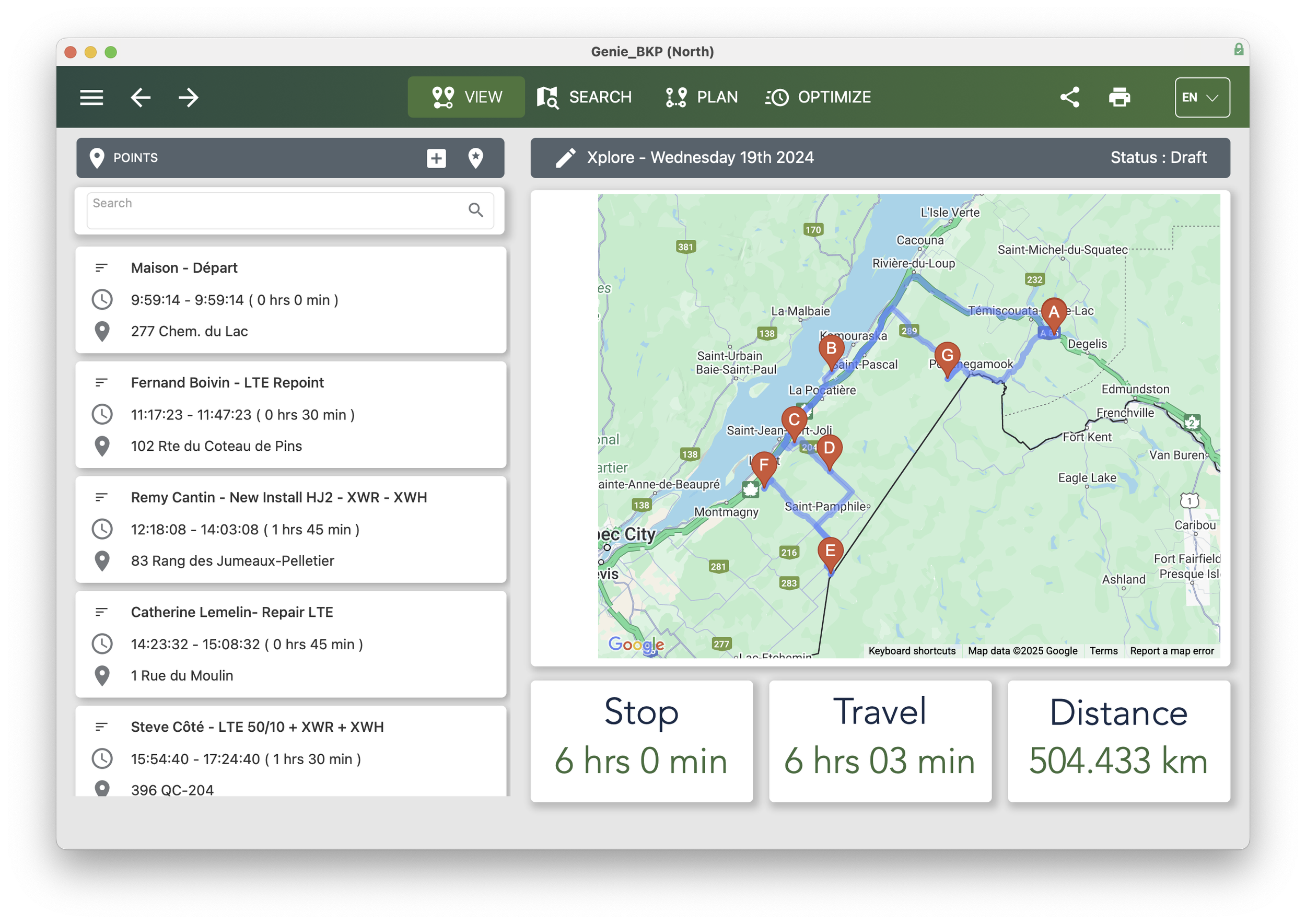 Automatically calculate & organize routes